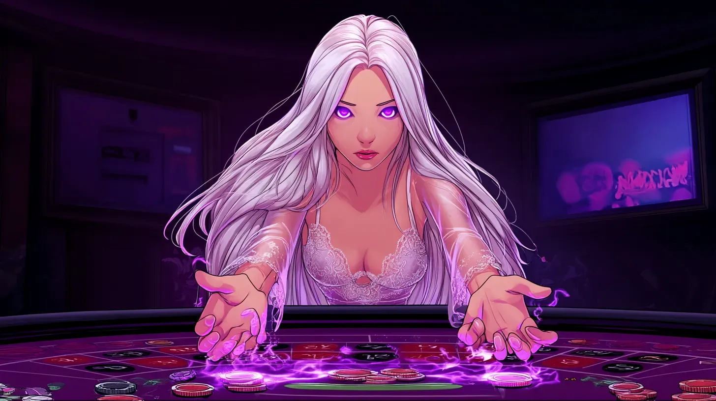 Mystical casino gaming experience with purple energy effects